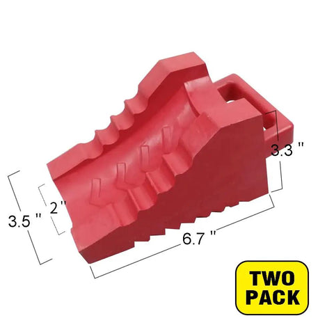 Two Pack Rubber Wheelchair Chocks With Handle For Stable Seating And Slip Proof Easy Grip Wheel Stopper For Home Hospital Garden And Dining Room Oil And Salt Resistant Lightweight 6.7 By 3.5 By 3.3 Inches Red