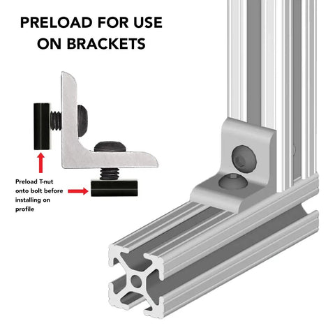 Slide-In 1/4-20 Steel T-Nut for 1 Inch Extruded Aluminum 80/20 T Slot Profiles Ideal for Mounting Plates Brackets, black zinc finish