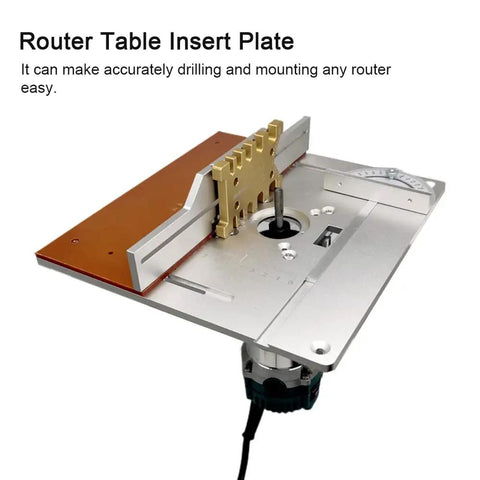 Rock Solid Aluminum Router Table Insert Plate Set Heavy Duty Guide Template with precision markings and router mounting hole.