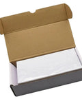 Top Shelf Blank White PVC ID Cards For Inkjet Printers in an open cardboard box showing packaging.