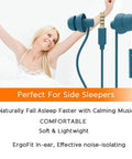 Woman relaxing with Ultra Soft Sleep Earplugs With Noise Isolation, Comfy Silicone Earbuds And Sleep Headphones, Lightweight Blue