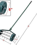 Rolling Lawn Aerator 18 Inch Rotary Push Tine Spike Soil Aerator With 3 Piece Long Steel Handle For Effortless Garden Yard Grass Care