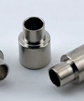 Three metal bushings from 3-Piece Bushing Set For Slimline Pro Pen And Pencil Woodturning Kits displayed on a light background.