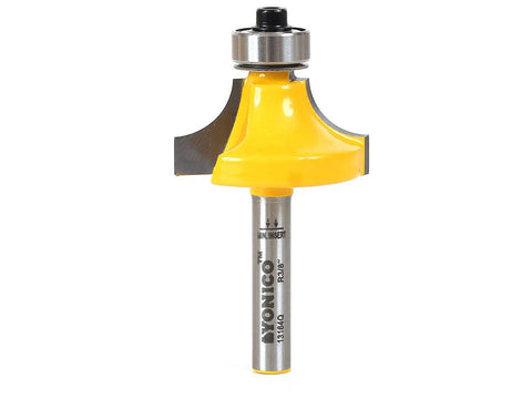 Pro Level Router Bit With Killer Sharp 3/8 Inch Radius Round Over Edge Design 1/4 Inch Shank Premium Tungsten Carbide Blade shown in detail.