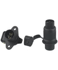 Heavy Duty 12V Trailer Adapter Plug For Din 72572/9680 with copper contacts and black housing shown from the front angle.