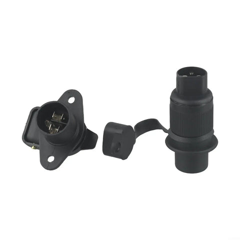Heavy Duty 12V Trailer Adapter Plug For Din 72572/9680 with copper contacts and black housing shown from the front angle.