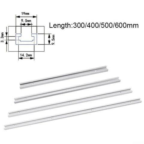 Heavy Duty Aluminum Alloy T Track Insert For Miter Jig Guide With Precision T Slot Design To Boost Your Woodworking Projects And Keep Your Workpiece Locked Down Securely While You Cut With Total Ease - 4 aluminum tracks in various lengths.