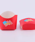 100 Pack Disposable Paper Snack Boxes For Chips Fries Popcorn And Candies, Grab And Go Portable Food Packaging, red with flag design