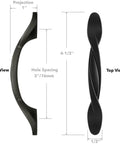 Side and top view of 25 Pack Solid Braided Kitchen Cabinet Pulls Handles 4 And A Half Inch Length 3 Inch Hole Centers Matte Black