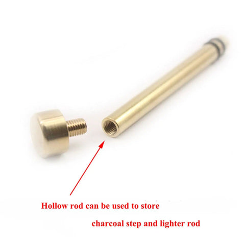 Compact Air Compression Fire Starter With Durable Metal Body for Camping close-up showing brass components