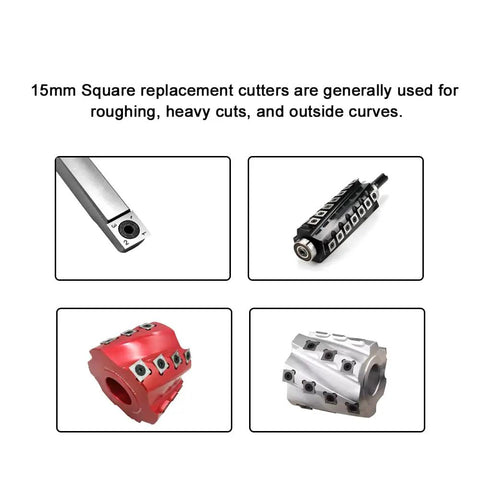 Beefy 15mm Square Straight Carbide Inserts For Planer And Lathe Woodturning Jobs With Four Razor Sharp Edges Heavy Duty Tungsten Bits 15x15x2.5mm Size Screw Package Included Bad Ass Milling Results Guaranteed, square replacement cutters for woodworking.