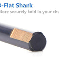 Twist drill bit with black coating and gold-coated flutes; 3-flat shank visible.