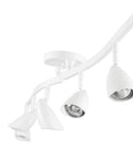 White version of 52 Inch Six Light S Shaped Track Lighting Kit with adjustable heads and pivot shades, ceiling view.