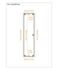 Detailed dimensions for Zinc Alloy Flush Pull Handles Set Of 2 for sliding doors and drawers, including length and width measurements.