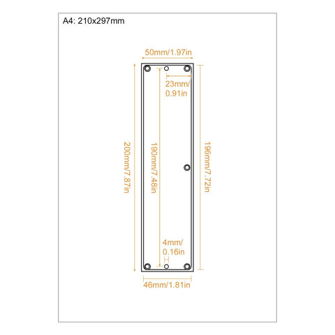 Detailed dimensions for Zinc Alloy Flush Pull Handles Set Of 2 for sliding doors and drawers, including length and width measurements.