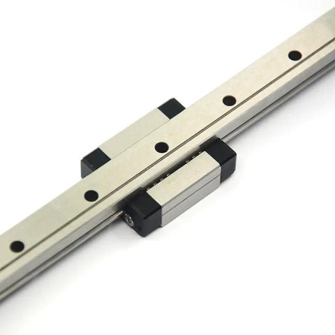 Beefy Stainless Steel 150mm Linear Rail Guide With MGN12C Carriage Block For 3D Printers And CNC Machines, Smooth Precise Motion, 440C Alloy, 4 M3 Holes On Carriage, Heavy Duty DIY Machinery Upgrade. 150mm stainless rail with MGN12C carriage, angled view