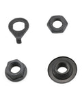 Lightweight 140mm Front Bike Hub Axle 3/8 Inch 26TPI Black Conical Lock Nut Washer Kit components displayed