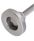 Close-up of Four Pack Adjustable Furniture Feet M8 Thread 50mm Stainless Steel Levelers for cabinets and metal legs.