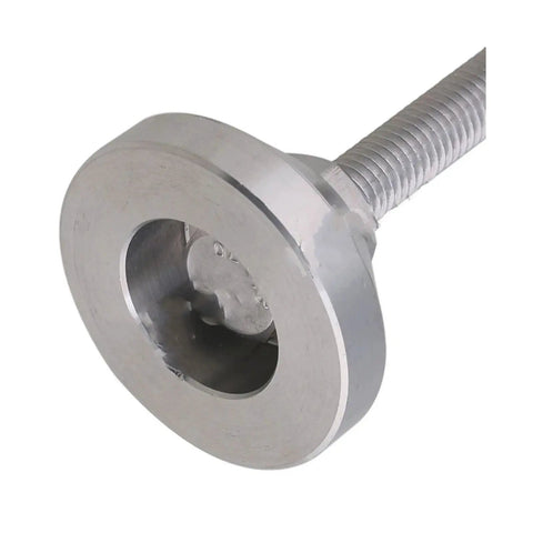 Close-up of Four Pack Adjustable Furniture Feet M8 Thread 50mm Stainless Steel Levelers for cabinets and metal legs.