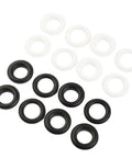 Top Notch Adjustable Plastic Eyelet Fasteners With 15 Millimeter Inner And 28 Millimeter Outer Fit Perfect For Canvas Repair And Fabric Patching In A Hella Strong 50 Piece Kit, black and white resin eyelets.