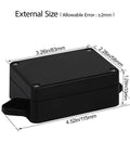 IP65 Waterproof Junction Box Enclosure For Outdoor And Indoor Use, Built Tough ABS Plastic Dustproof Universal Electrical Project Box With Fixed Ear Mounting, Black 3.26 x 2.28 x 1.29 Inches, Pack Of 2, external size diagram