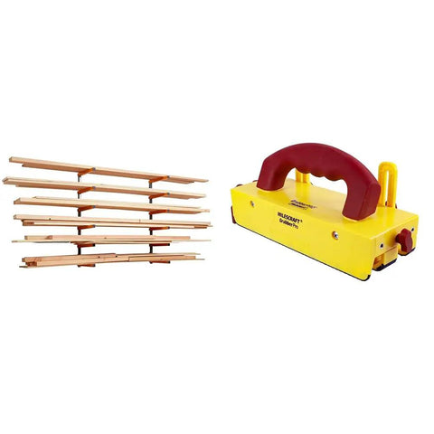 Wood Organizer And Lumber Storage Metal Rack With Six Level Wall Mount For Indoor And Outdoor Use, shown with push block
