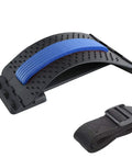 Heavy Duty Emoly Back Stretcher For Pain Relief with blue padding and strap, ergonomic lumbar device for curvature correction.