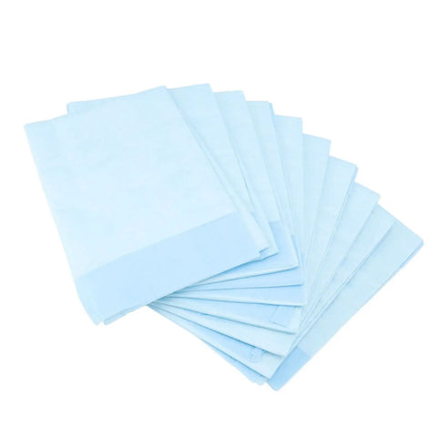 Extra Thick Multi Layer No Sweat Adult Bed Pads For Incontinence Leak Proof Underpads Premium Heavy Duty soft liners stacked in a pack.