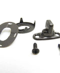 Turn Button Fastener Set With Eyelets And Clinch Plates In Military Black Oxide Finish Government Black 10 Piece Built To Last Marine Grade Brass Construction Rust Resistant showing fastener pieces.