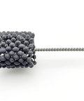 3-inch flexible cylinder hone tool with 240-grit silicon carbide ball abrasive, ball-style brush and twisted rod shank
