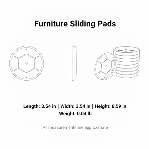 Diagram of Round Furniture Sliders Three Point Five Four Inch PEVA Pads For Hardwood Tile And Laminate Floors shown from multiple angles.
