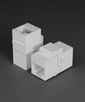 White RJ45 Female To Female Ethernet Coupler Kit For Wall Plates And Patch Panels Cat6 Cat5e Cat5 Inline Keystone Jacks 20 Pack
