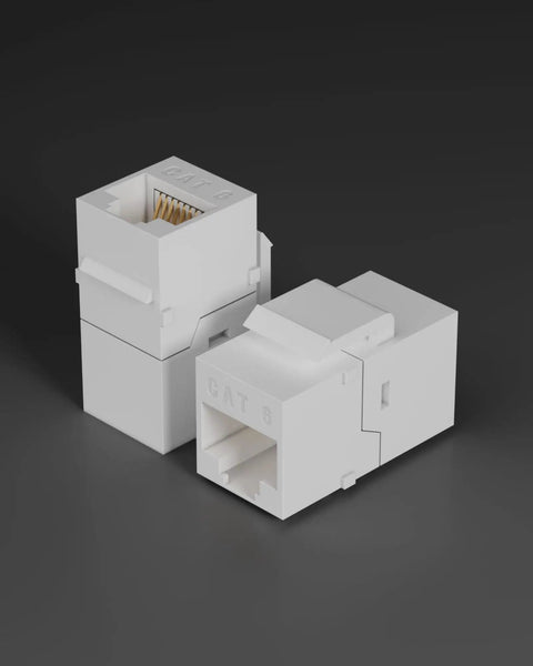 White RJ45 Female To Female Ethernet Coupler Kit For Wall Plates And Patch Panels Cat6 Cat5e Cat5 Inline Keystone Jacks 20 Pack