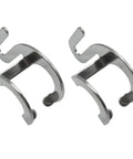 Two silver finger guards for industrial single needle sewing machines, compatible with Singer and Brother models, durable and high quality.