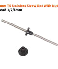 5mm T5 lead screw with nylon nut for linear motion systems, stainless steel shaft, suitable for CNC routers and garage builders.
