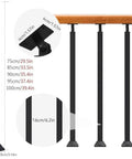 Black Wrought Iron Stair Baluster With 270 Degree Adjustable Bracket, Rock Solid Square Railing Post For Deck And Indoor Steps, Plug And Play Front Mount with size options.