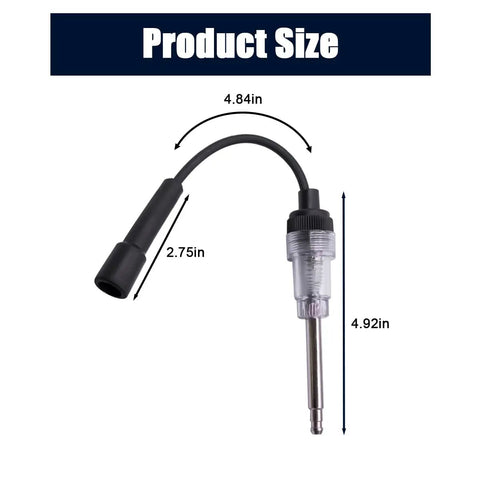 Straight-Boot Inline Spark Plug Tester For Cars, Trucks, Motorcycles And Outdoor Power Equipment - Gearhead Ready All-In-One Diagnostic Tool For Lawn Mowers, Chainsaws, Snow Blowers, Generators And More, shown with 4.92in length