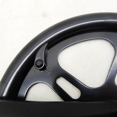 Hearty Heavy Duty 48T 165mm Alloy Bike Crankset For Single Speed And Fixed Gear Builds With Smooth Power Transfer And Durable Lightweight Construction That Really Sells The Ride Experience. 48T black alloy chainring close-up