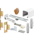 Bi-Fold Closet Door Track Kit For 24 Inch Openings With Roll-Formed Steel Track And Painted White Finish hardware components
