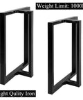 Beefy Heavy Duty T Shape Metal Table Legs 28x24 Inch Industrial Desk Legs Set Black 2 Pack Engineered To Hold Up To 800lbs