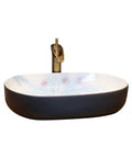 Heavy Duty Premium Top Shelf Oval Ceramic Vessel Bathroom Sink For Countertop Installation With Slick Non Porous Glaze And Smooth Drainage For Restrooms with glossy glaze and stylish faucet.