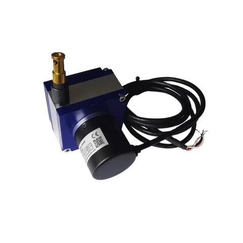 Non Contact Angle Sensor With Magnetic Induction For Precise Position And Motion Measurement High Resolution Low Temperature Drift Waterproof And Dustproof Vibration Resistant Draw Wire Rope Linear Transducer 4 To 20 mA Output, showing the sensor's compact design with attached cables and connectors