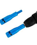 Heavy Duty Wire Stripper Crimping Tool For Power Drill includes two blue adapters for quick cable stripping and connecting.