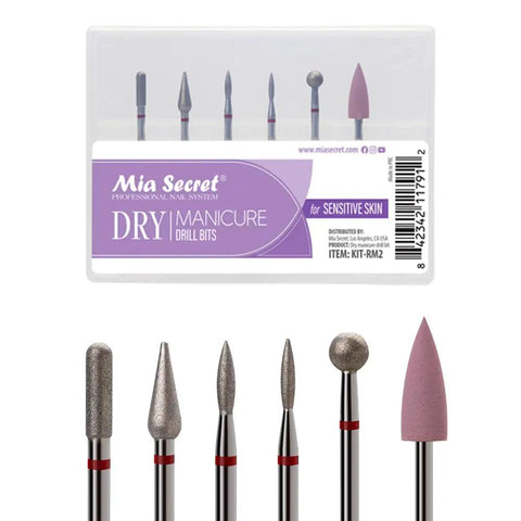 Six-Piece Dry Manicure Drill Bit Set For Home And Salon Use, Gentle On Sensitive Skin, Compatible With Electronic Filing System