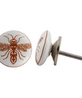 100 Pack White Ceramic Bee Drawer Knobs with detailed bee design, ideal for drawers and cabinets.