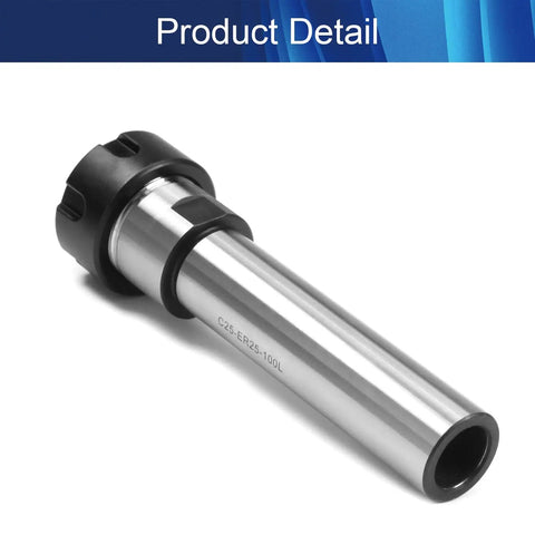 CNC Milling Extension Rod 25mm Shank ER25 Collet Holder Straight Chuck, 100mm Length, precision ground metal tool
