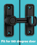 Heavy Duty Barn Door Lock Latch With 90 And 180 Degree Operation Zinc Alloy Construction Sliding Door Lock Hardware, matte black finish