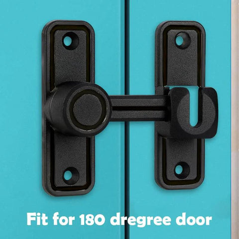 Heavy Duty Barn Door Lock Latch With 90 And 180 Degree Operation Zinc Alloy Construction Sliding Door Lock Hardware, matte black finish