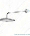 24 Inch Chrome Shower Arm With Flange For Wall Mount, Angled Extension For Fixed And Handheld Showerheads, installed on wall
