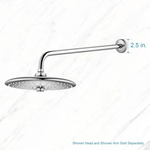 24 Inch Chrome Shower Arm With Flange For Wall Mount, Angled Extension For Fixed And Handheld Showerheads, installed on wall